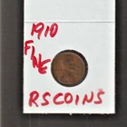 1910   FINE   LINCOLN  CENT     FINE   1910     /   RS COINS #26H  FREE SHIP !