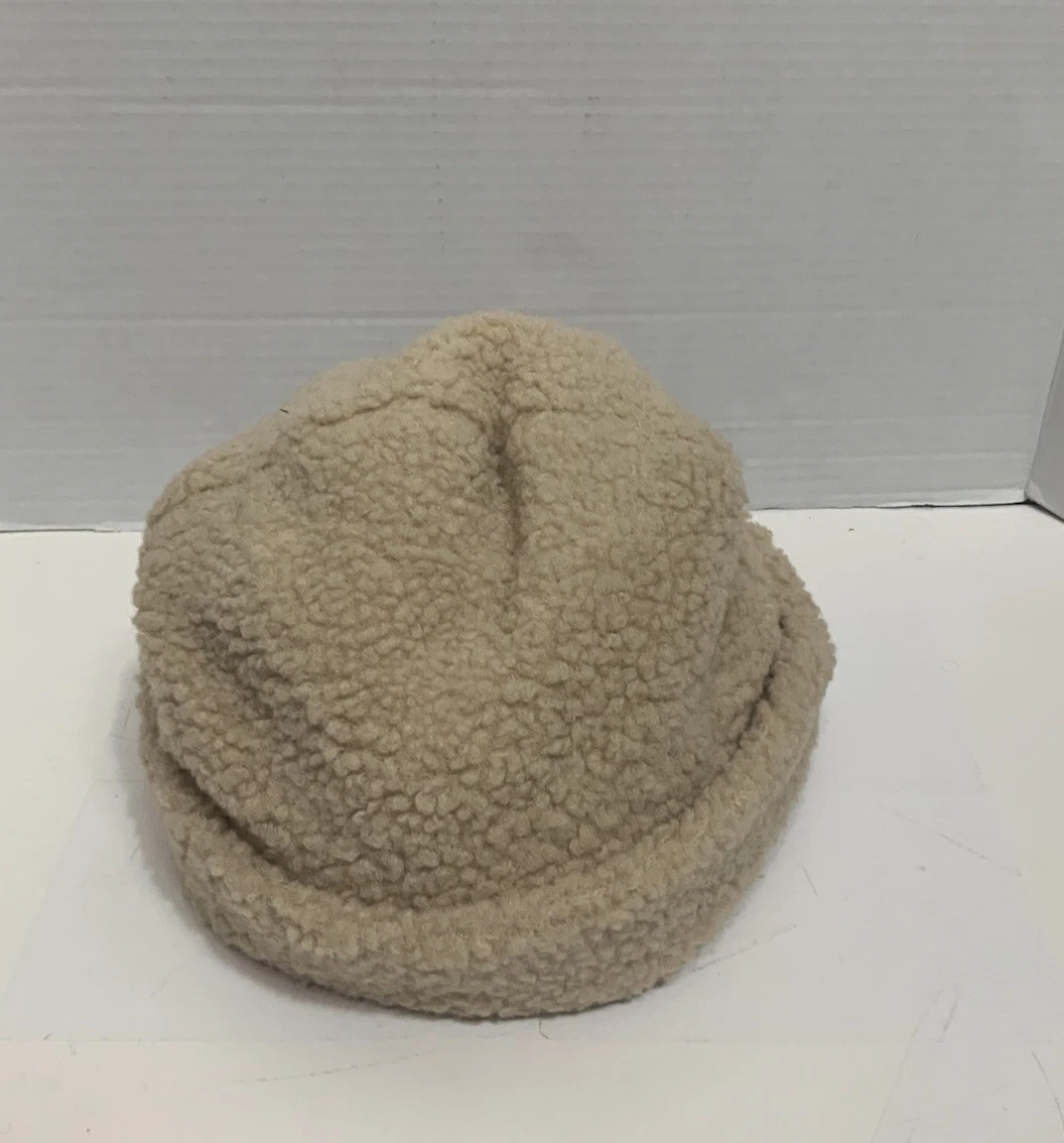 Brixton Petra Sherpa Bucket Hat Tan Cream Fleece Red Quilted Lining Size S 56cm