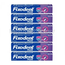 6 Pack Fixodent Plus Gumcare Denture Adhesive Cream, Unflavored, 2 oz Each Cream