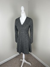 Madewell Women's Bridgewalk Fit Flare V-Neck Dress Gray Size 4