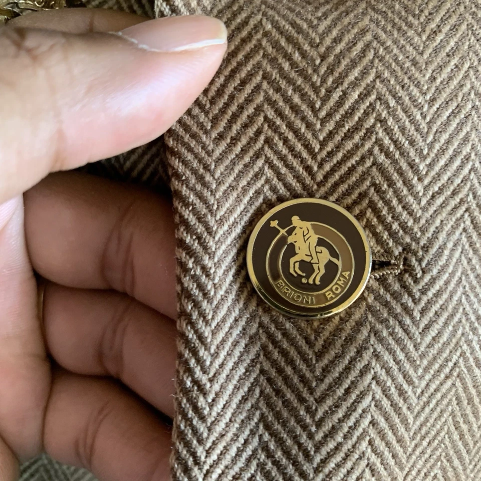 Abrigo deportivo Brioni para hombre firma botón blazer 100 % lana traje chaqueta 42/52 Foto 4 de 4