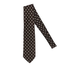 Vtg. Guy Laroche Paris Brown White Polka Dot 100 Silk Tie-Made in Italy