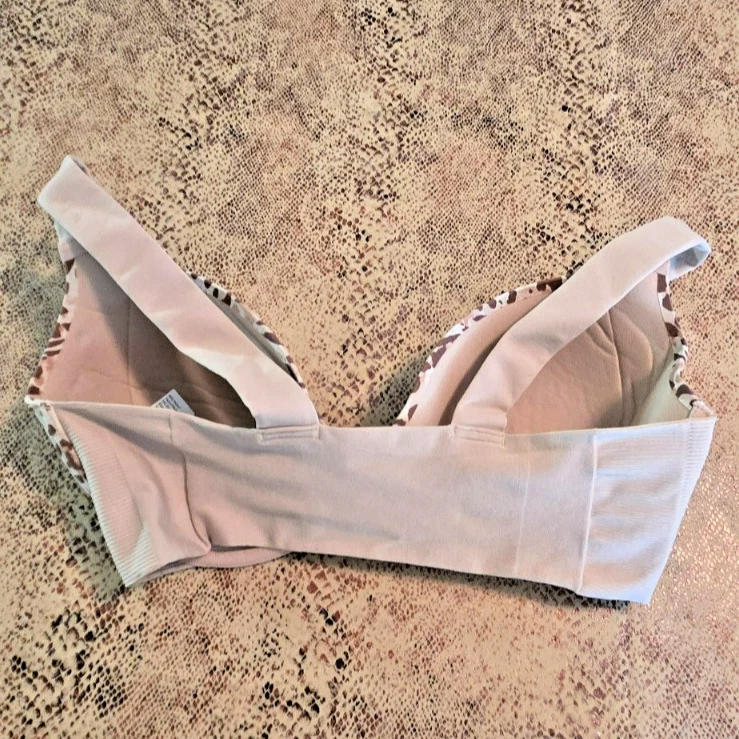 SPANX BRA-LELUJAH FRONT-CLOSE Full Coverage T-Shirt Bra Beige Animal Print 36C - Image 3 of 4