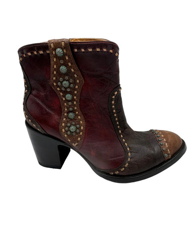 Old Gringo Studded Floral Embroidered Leather Booties – Black Western Ankle
