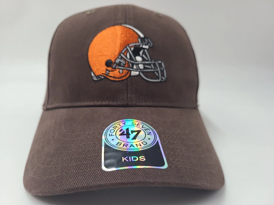 Kids Cleveland Browns 47 Brand Distressed Adjustable Hat Cap Boy Girl NFL Brown - Image 2 of 4