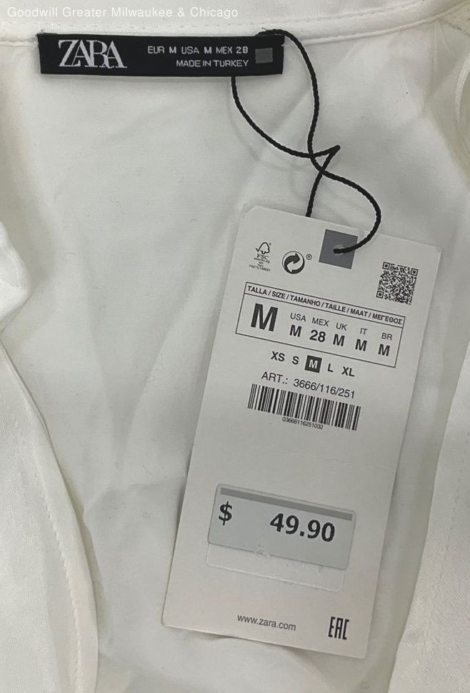 NWT ZARA Women's Ivory Long Sleeve Dress Shirt Size Medium thumbnail 3