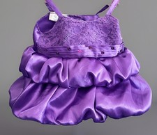Build A Bear Purple Dress Bubble Fancy Satin Lace Ruffle Outfit Teddy Bear Rare