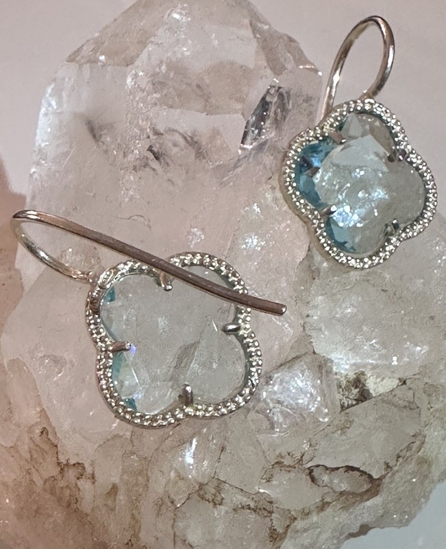 Sterling silver Blue Topaz Clover Dangle Earrings