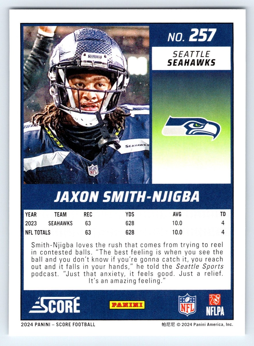 井上未唯奈 BIG JERSEY CARD 12/90 2024 Panini Score #257 Jaxon Smith-Njigba Seattle Seahawks