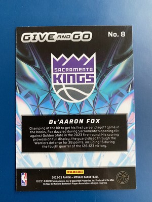 2022-2023 Panini Mosaic De'aaron Fox Give And Go #8 2022-2023 Panini Mosaic De'aaron Fox Give And Go #8