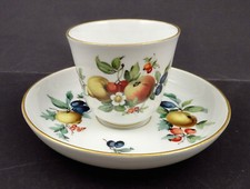 Antique Meissen Demitasse Cup  Saucer, Fruits
