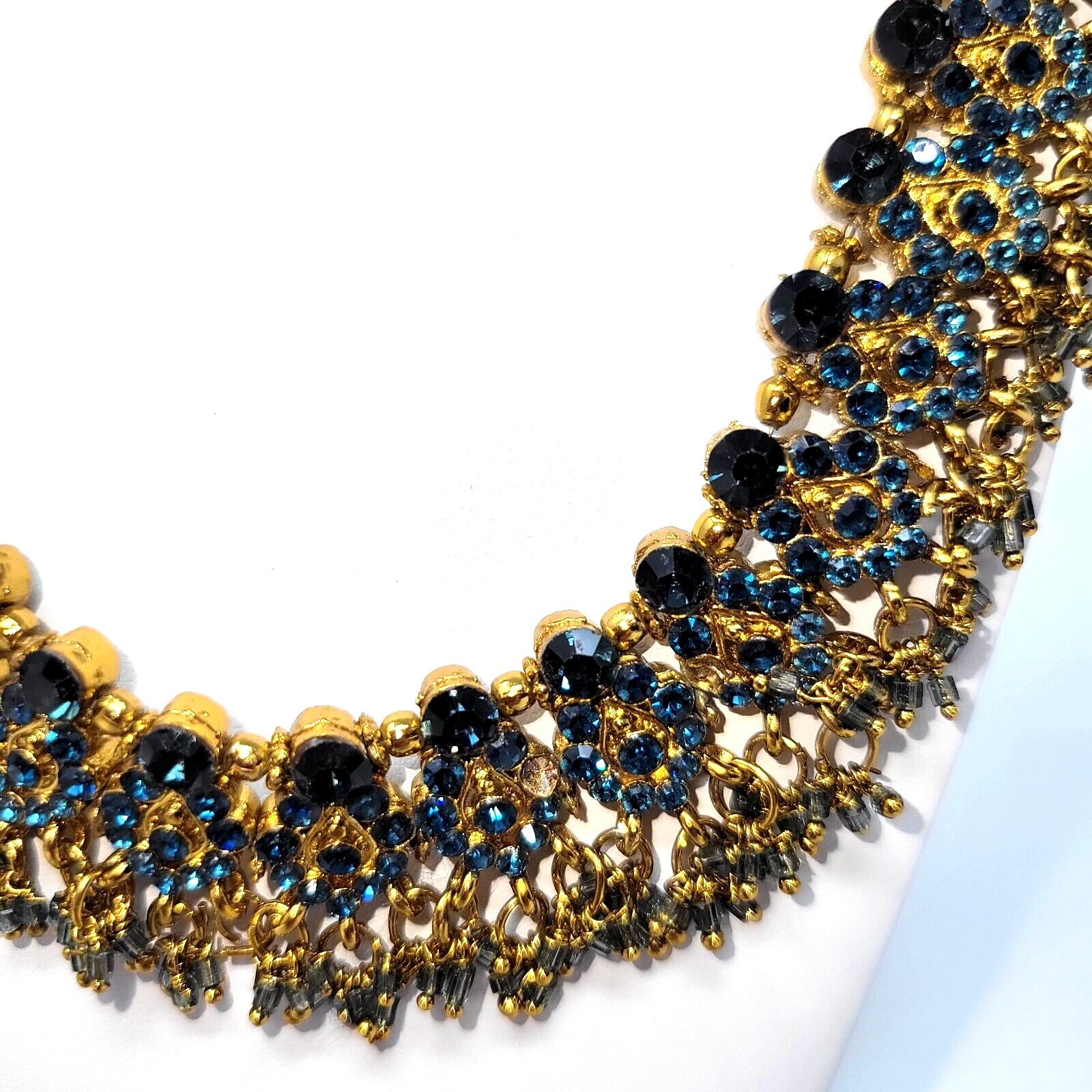 Stunning Blue Rhinestone Statement Boho Style Nec… - image 3
