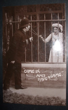1907 Real Photo Comic POLICE POLICEMAN DIABOLO SAUCY MAID COME IN HAVE A GAME