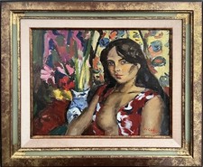 Huile sur toile de Pierre CORNU "Portrait de femme" 38x46 cm