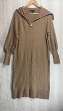 J.Crew Half Zip Sweater Dress In Supersoft Yarn Size S Tan Long Sleeve Wool