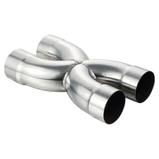 Welded X Pipe 3" Dual Inlet/Outlet Polished Exhaust X Pipe Stainless Steel