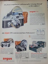 1955 Argus movie Camera projector C- 4 C-3 A-4 Color slides carrying case ad