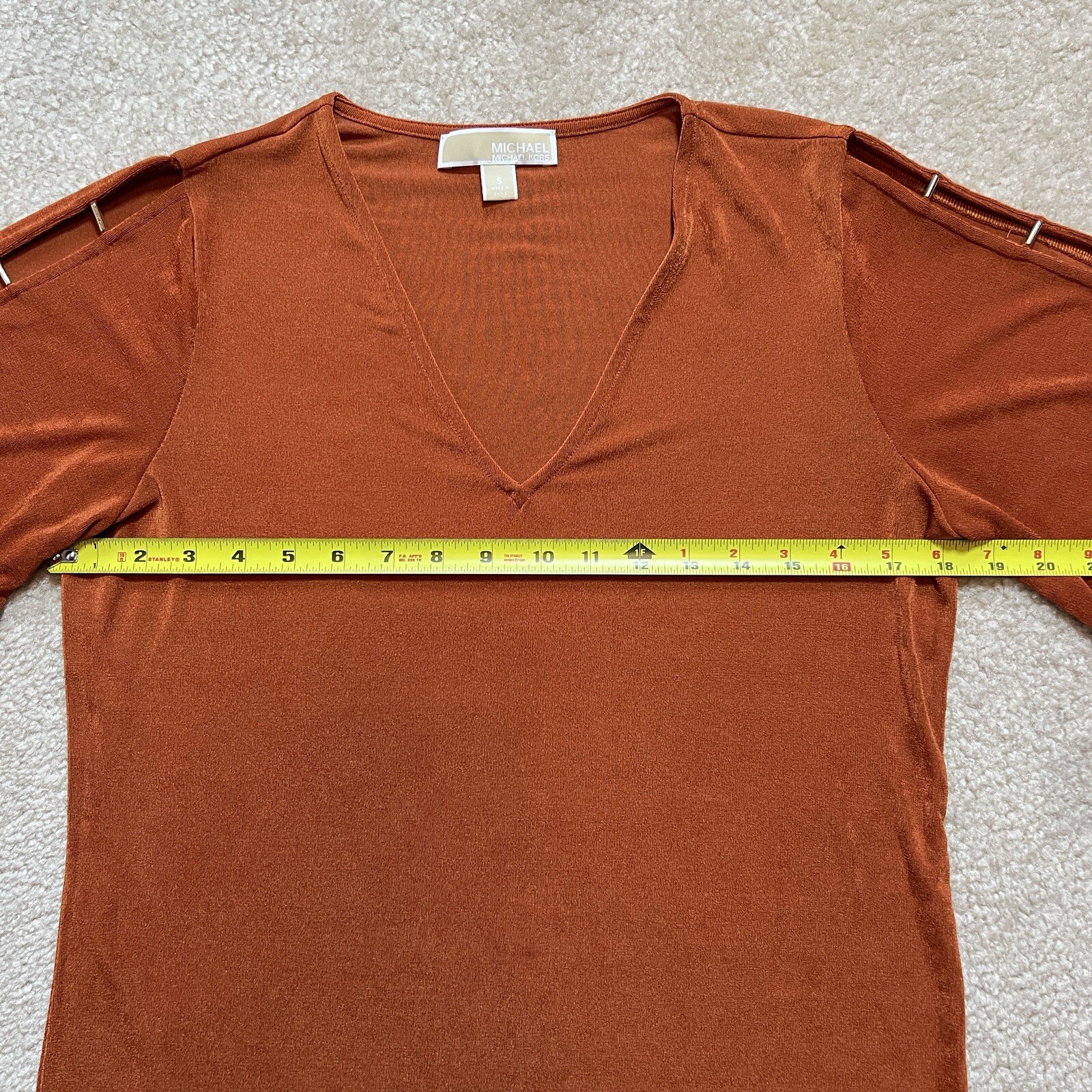 Michael Kors Top Hardware Detail Sleeve Orange Blouse Women's Size S thumbnail 15