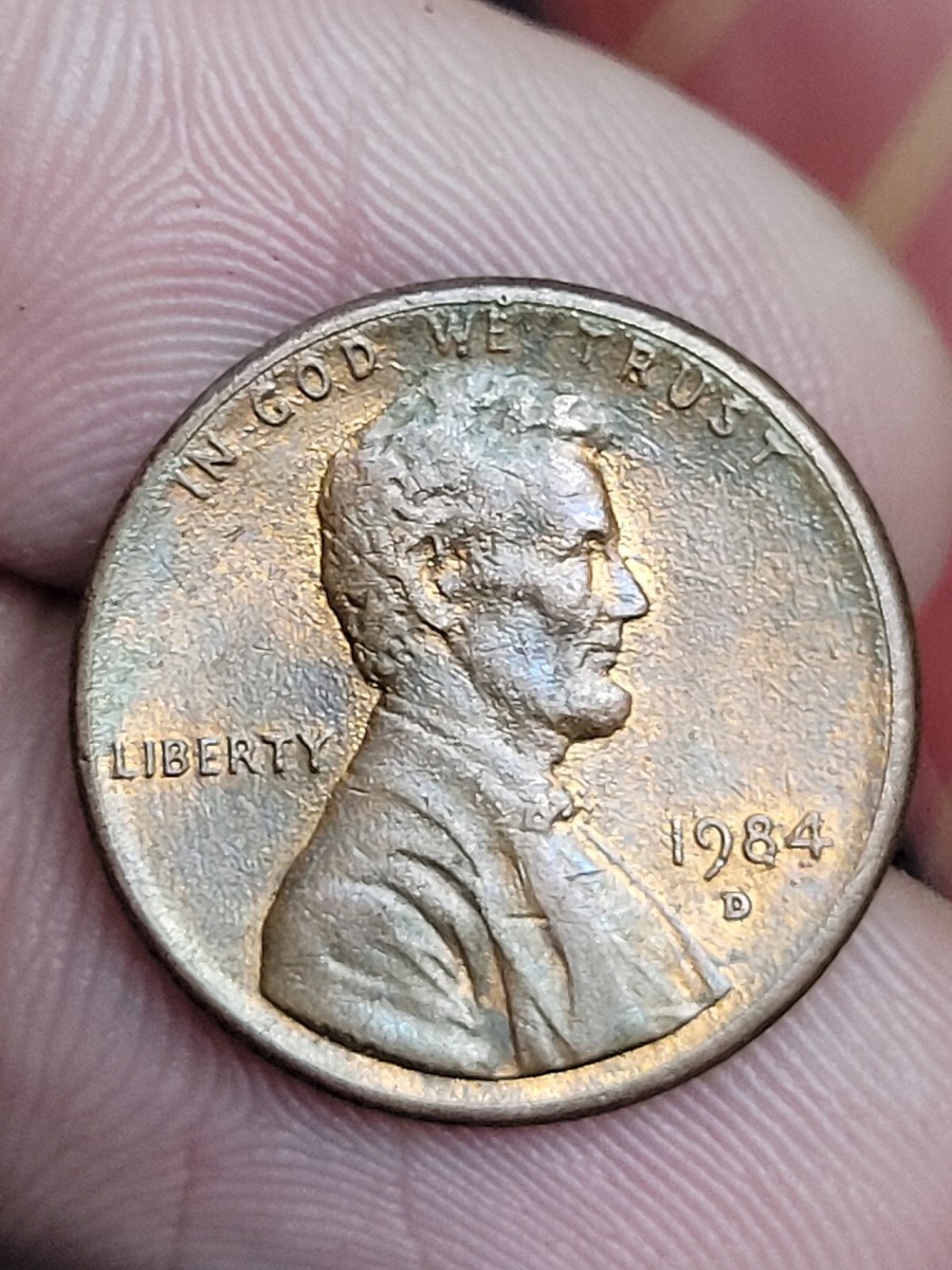 1984 D Penny Major Die Chip Reverse Error Coin Missing Clad Layer