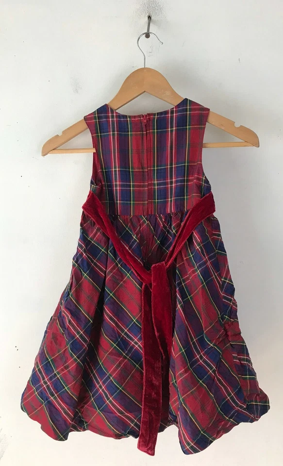 GYMBOREE Girls Size 5 Red Blue Yellow Green Plaid Fancy Party Dress - Image 3 of 4