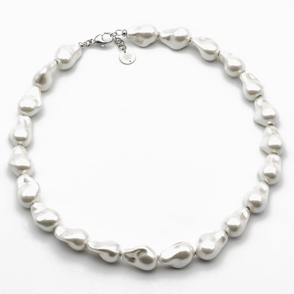 Collana di Perle Barocche o Scaramazze in MADREPERLA con Argento Pietre Naturali - Immagine 2 di 4