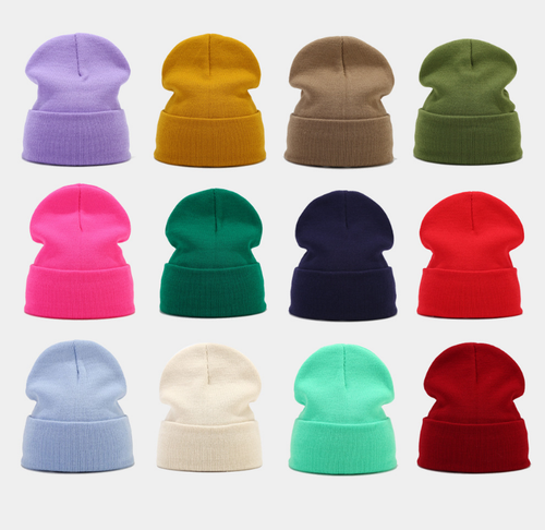 Cuff Beanie Hat Plain Knit Winter Cap Slouchy Skully Ski Warm Men Women Solid CF - Picture 3 of 31