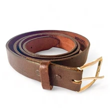 Men's Belt Sz 44 Top Grain Oil Tanned Leather Chestnut Brown Made in USA