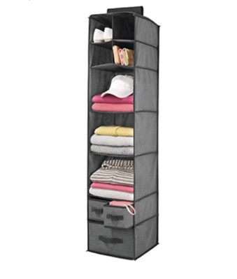 Stoff Kleiderschrank Hängeaufbewahrung von M Design in anthrazit/schwarz @ Amazon 22£