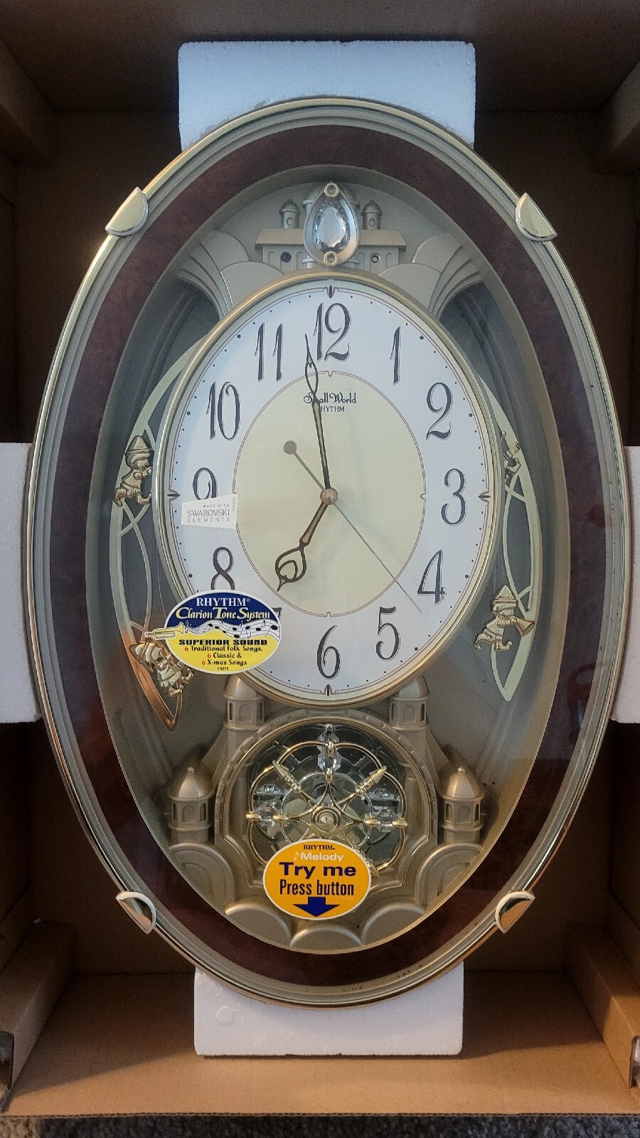 Small World Rhythm Wall Clock 18 Songs Swarovski Crystal Elements