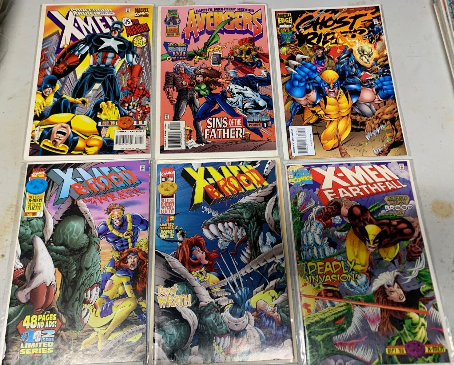 Lot of x 6 Comics X-Men/Avengers/Ghost Rider  Bagged/Boarded  All NM Condition