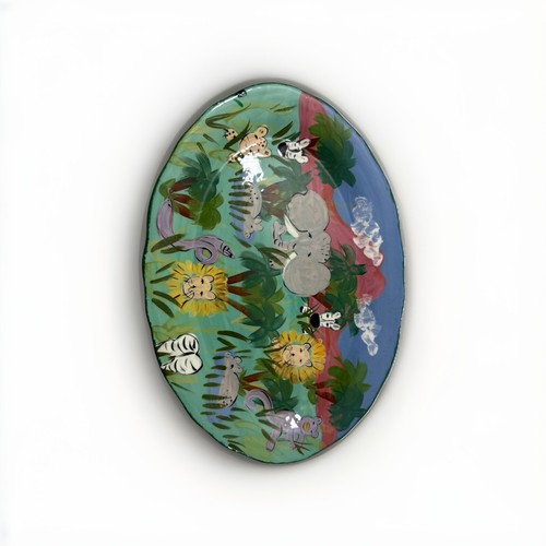 Lesal Ceramics Signed Platter Spring Handpainted Lisa Lindberg Vintage Plate Zoo - Picture 7 of 7