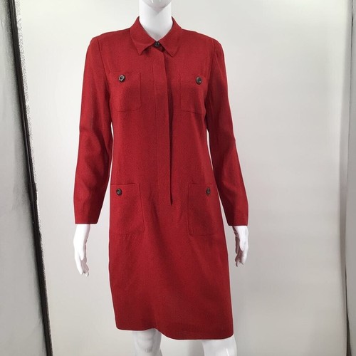 Akris Womens Shift Dress Red Black 