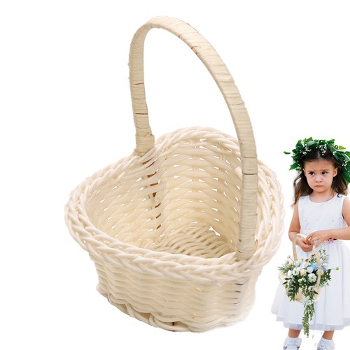 2pc Wedding Flower Girl Basket Heart-Shaped Candy Baskets Handheld Woven Baskets - Picture 5 of 12