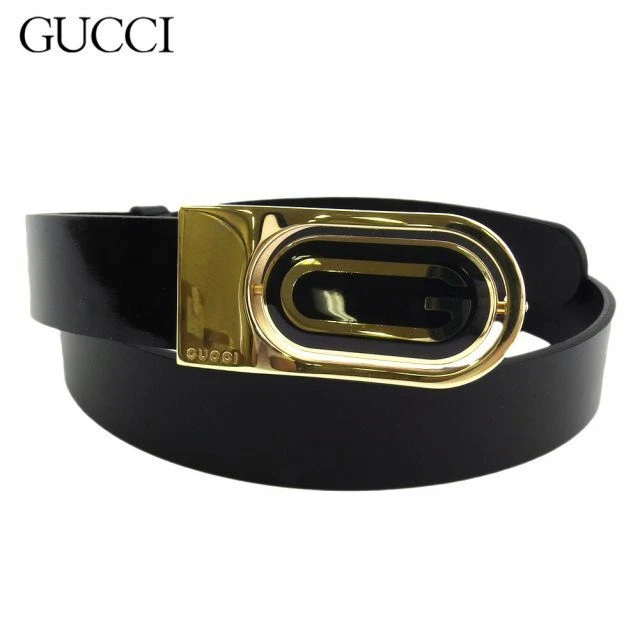 Gucci Ceinture Cuir Émaillé Noir Doré Accessoire Mode Femme