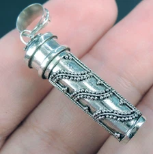 925 Sterling Silver Ethnic Prayer Locket Memories Ashes Box Pendant Jewelry