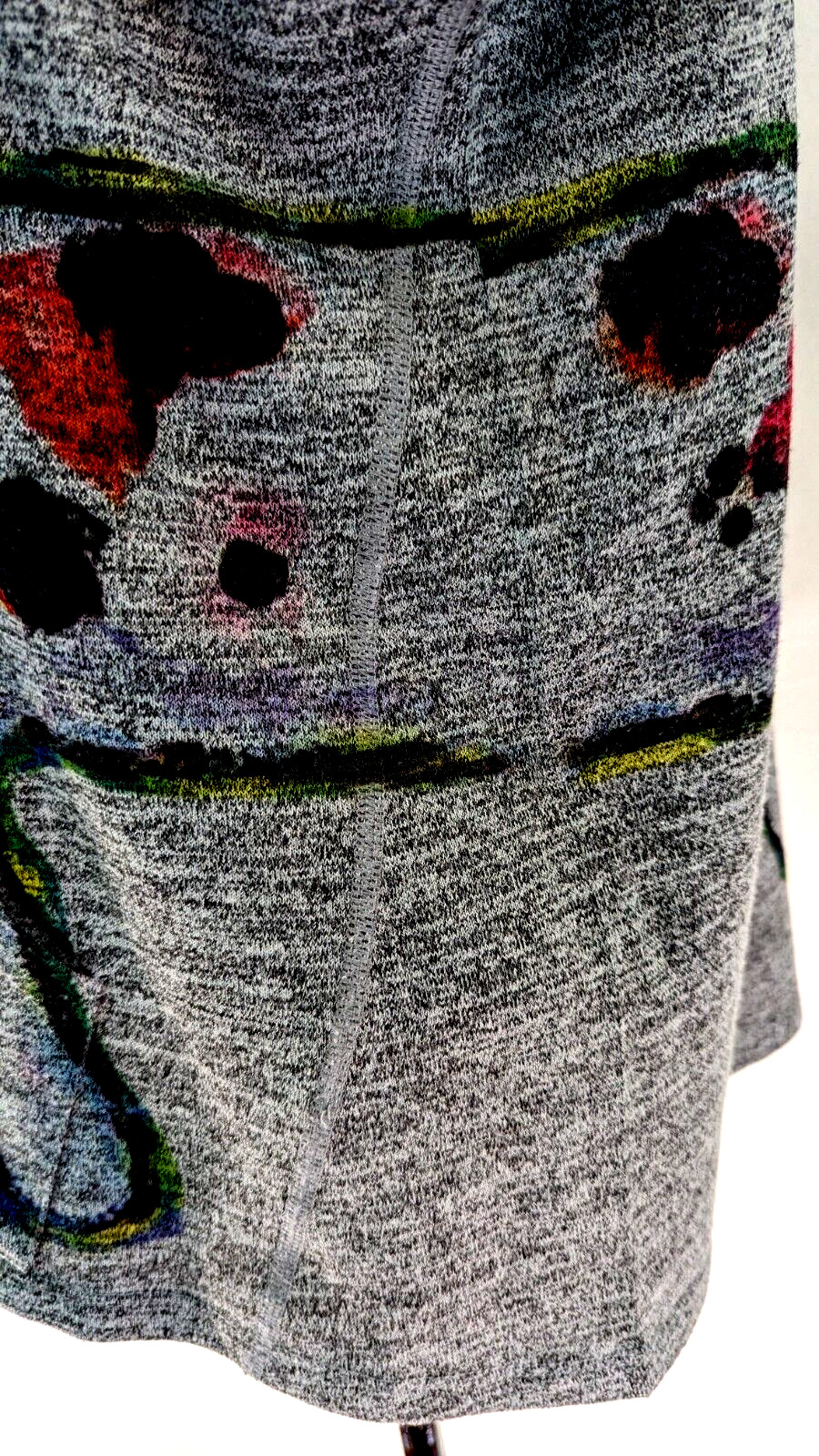 INOAH Womens Hooded T-Shirt Top S/S DOG PRINT Wearable Art Gray USA Size M VEUC*