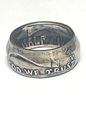 Vtg 1954 Benjamin Franklin Half Dollar Sterling Silver Ring Band Sz 7.5