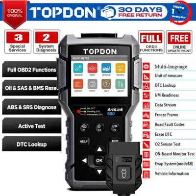  TOPDON AL600 Profi KFZ Diagnosegerät Auto OBD2 Scanner ABS SRS SAS BMS Öl