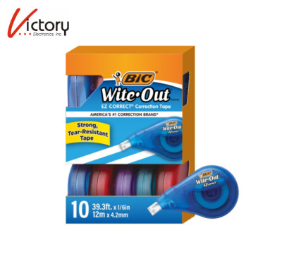 NEW BIC Wite-Out EZ Correct Correction Tape 10-PACK | 1/6'' x 472'' | White