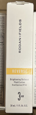 Rodan + Fields Reverse Brightening Defense Fluid Lotion SPF 50 Step 3AM