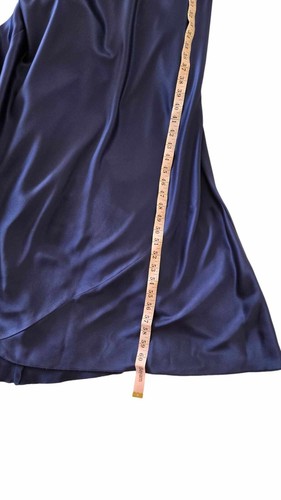 ABS Allen Schwartz Bias Cut Cowl Neck Satin Gown 6 Blue Open Back 90s 30s USA - Picture 6 of 20