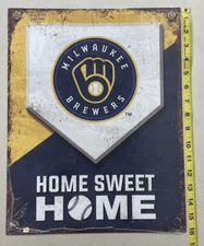 Milwaukee Brewers Baseball Home Sweet Home Tin Wall Sign Man Cave 16 X 12.5 MLB