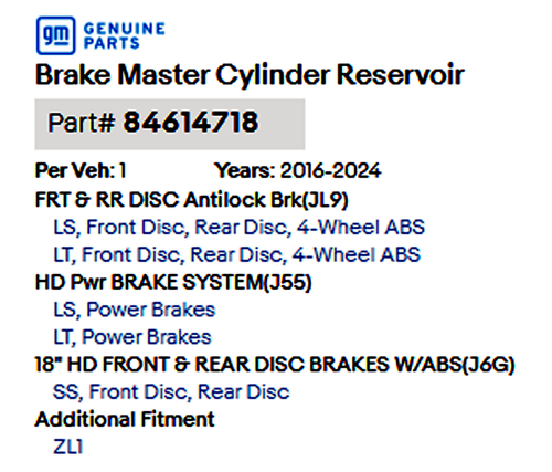 84614707 New OEM Brake Master Cylinder 2016-24 Chevrolet Camaro Cadillac ATS CTS - Picture 13 of 14