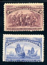 USAstamps Unused FVF US 1893 Columbian Expo Scott 231 OG MNH, 233 NG