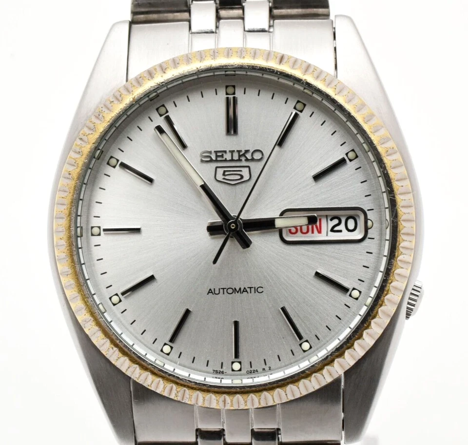 [EXCELLENT+5] SEIKO 5 7S26-3110 Silver Day Date Automatic Men's Watch From JAPAN - Image 2 of 4