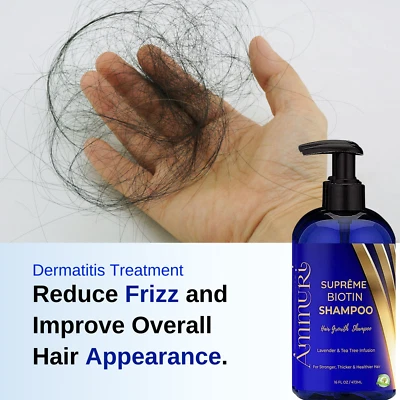 Ammuri Biotin Shampoo for Hair Regrowth with Caffeine, Argan Oil, Aloe Vera -