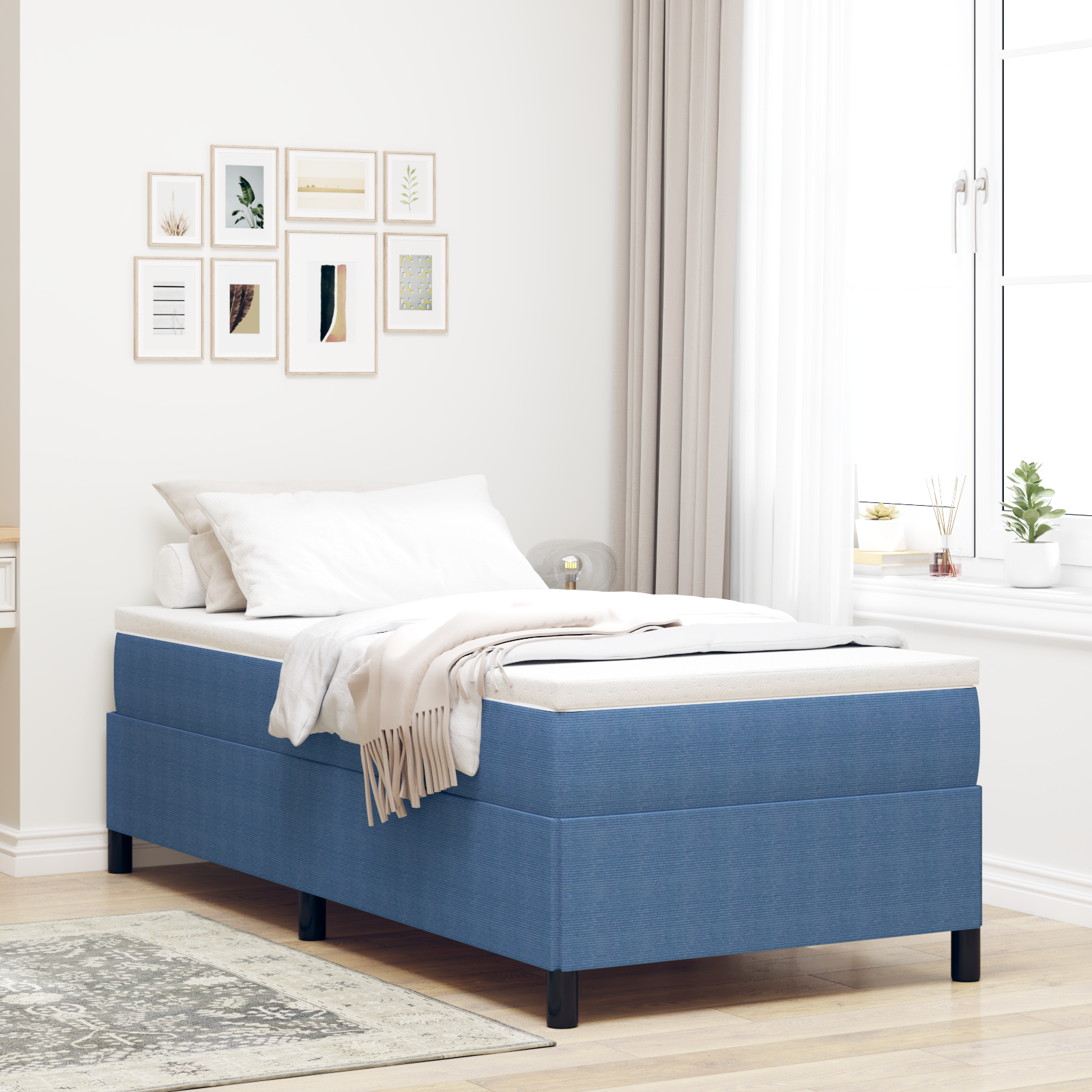 Struttura Letto Blu 90x190 cm in Tessuto Corduroy