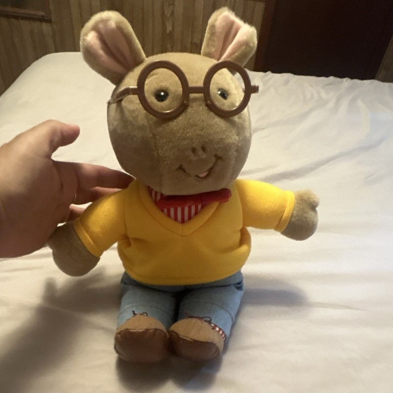 Eden Arthur Plush Stuffed Animal 10in Glasses Yellow Sweater Jeans Bow Tie
