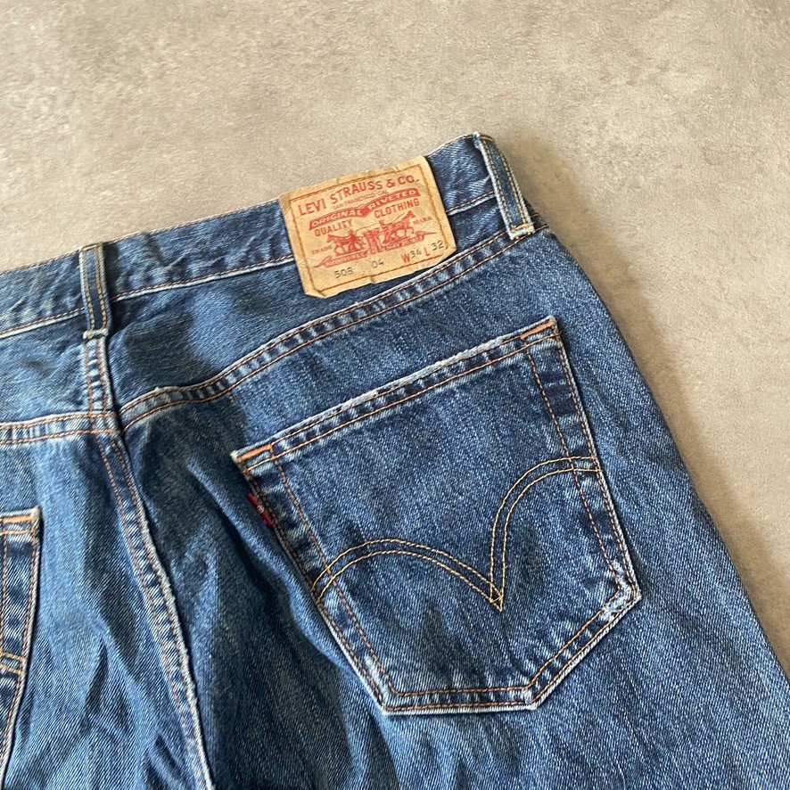 Levis Denim Shorts Mens 34" USA Cut Off Y2K Vintage Jorts, Blue image 9