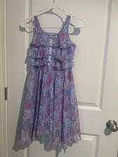 Jona Michelle Girls Sz 8 Lavender  Pink Floral Sleeveless Knee Length Dress